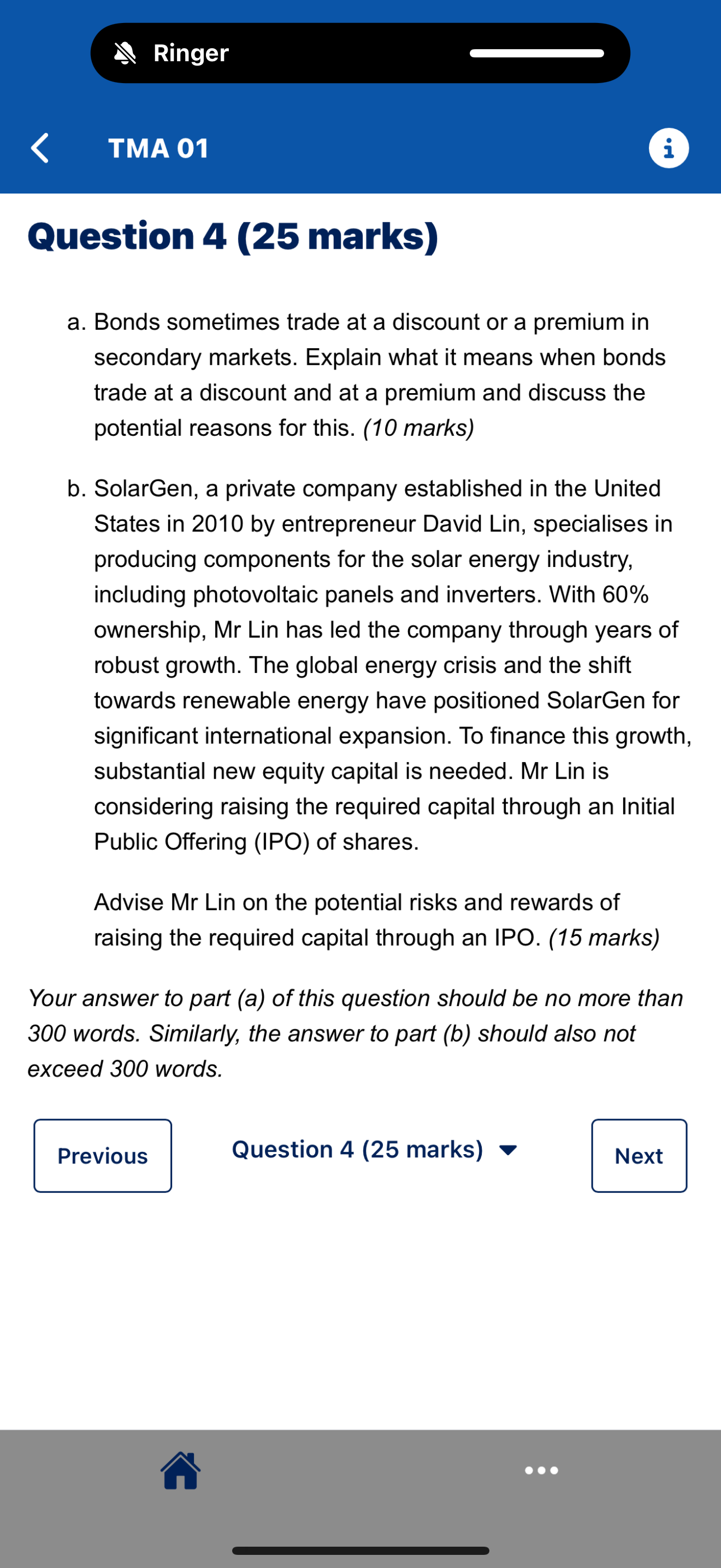 Question 4 (25 marks) a. Bonds sometimes trade at