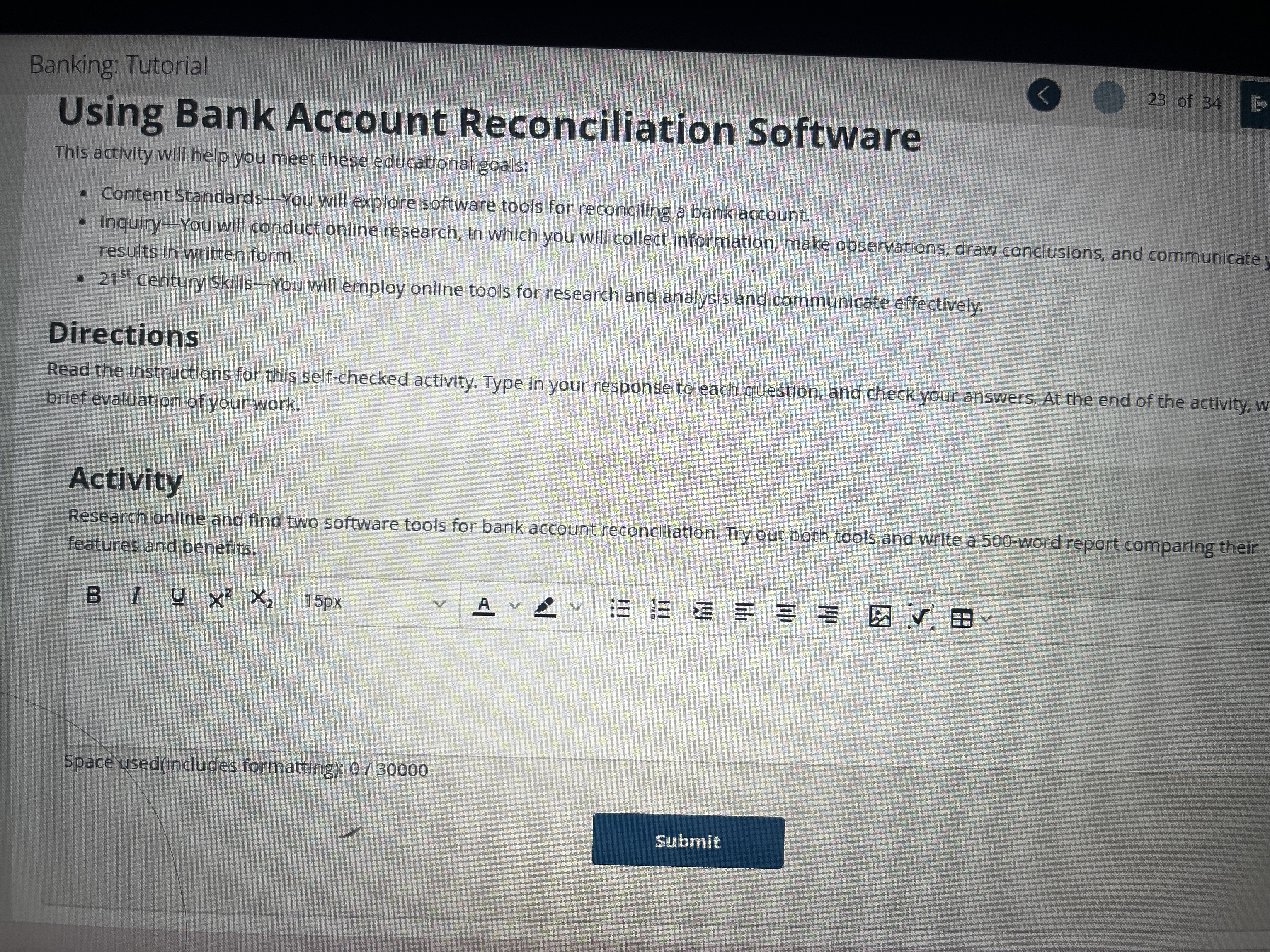 Can you write me a paragraph? Banking: Tutorial