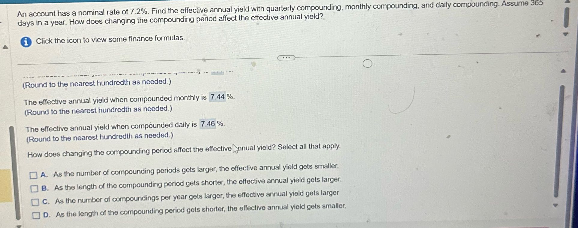 Answer the question An account has a nominal rate