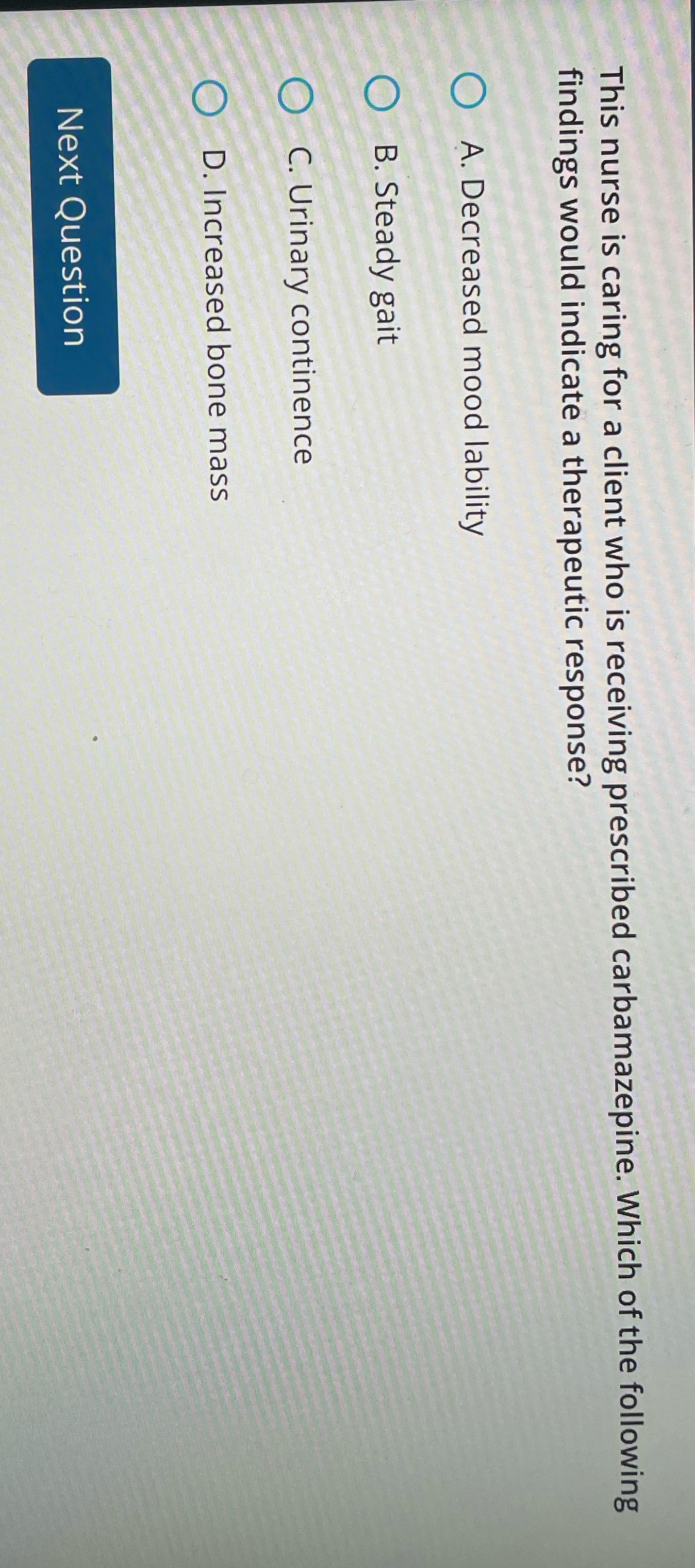 This nurse is caring for a client who is