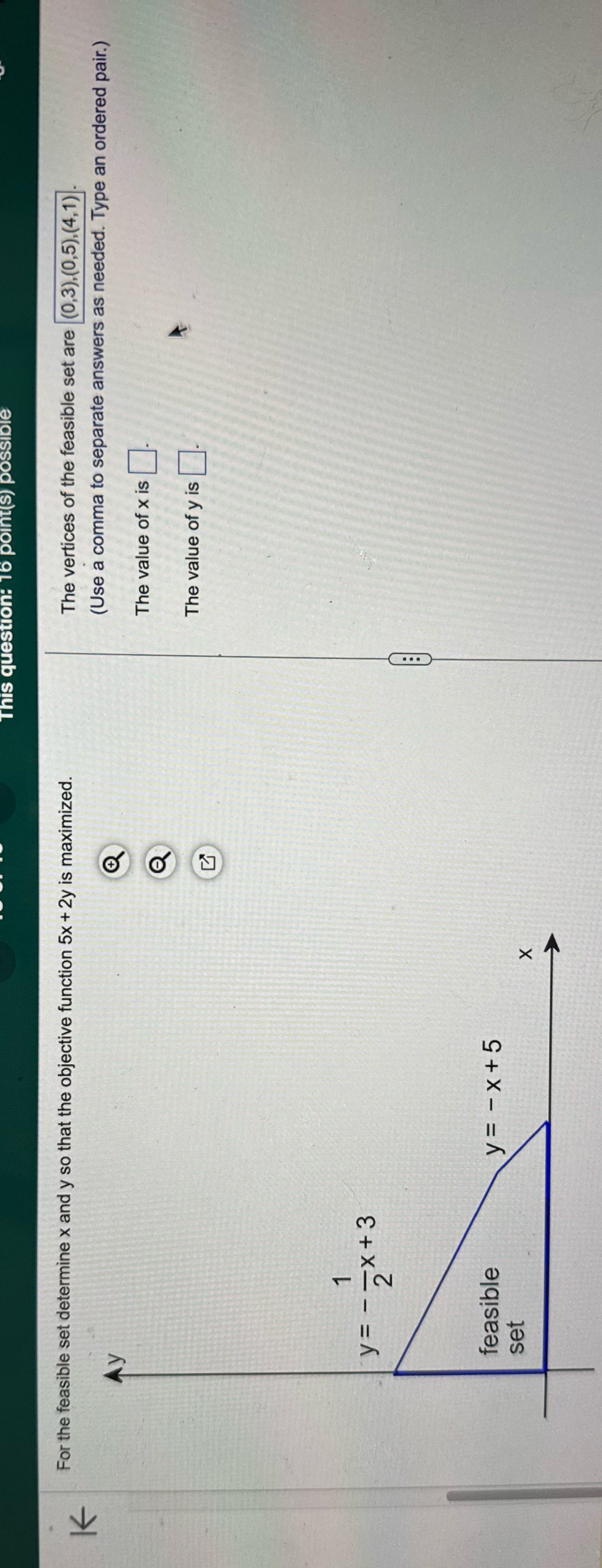 This question: 16 point(s) OSSIb For the feasible