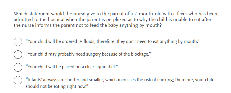 answer this Which statement would the nurse give