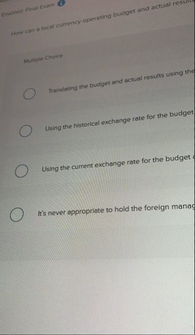 Enabled: Final Exam ( 1 ) How can a local