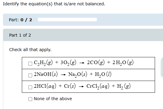 . Identify the equation(s) that is/are not