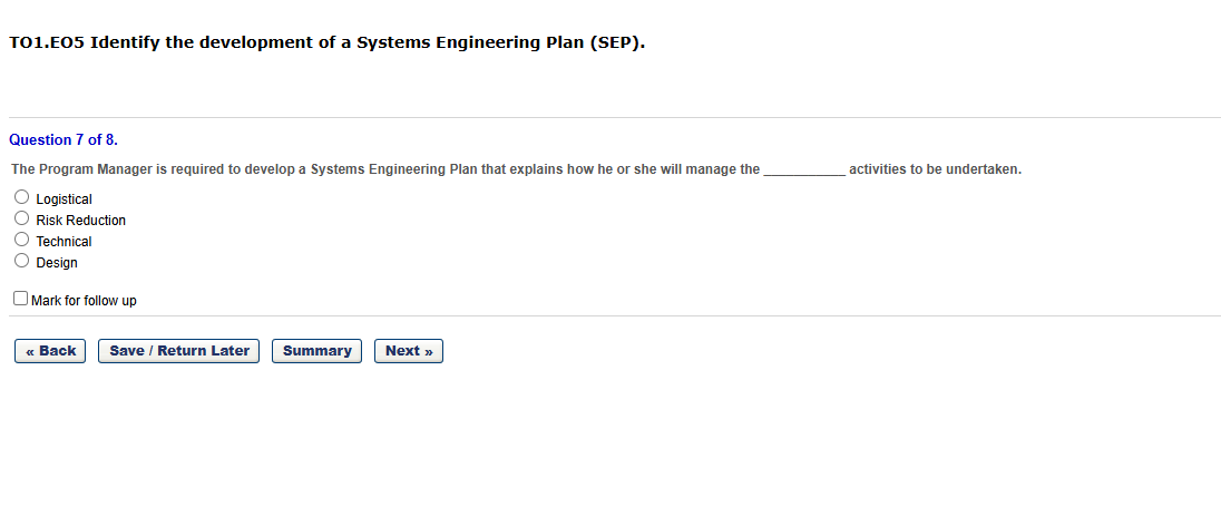 answer question fully TOQ1.E05 Identify the