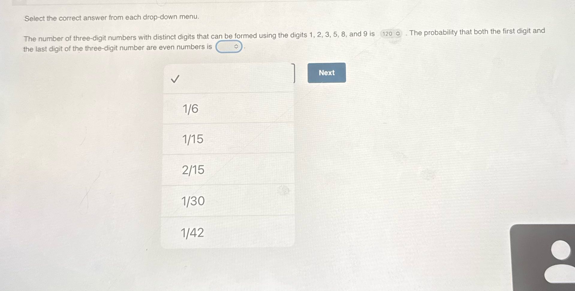 Select the correct answer from each drop-down