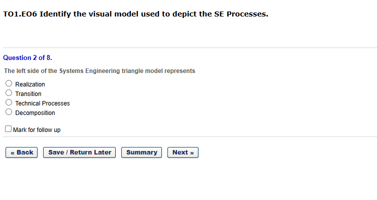 answer question TO1,.E06 Identify the visual
