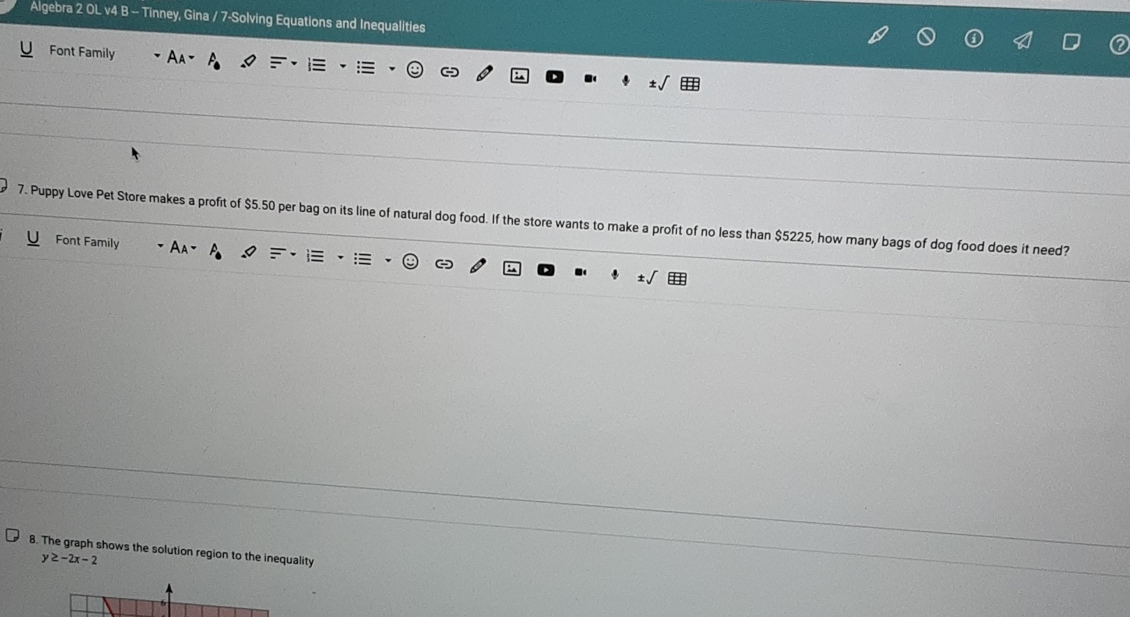 Algebra 2 OL v4 B - Tinney, Gina / 7-Solving