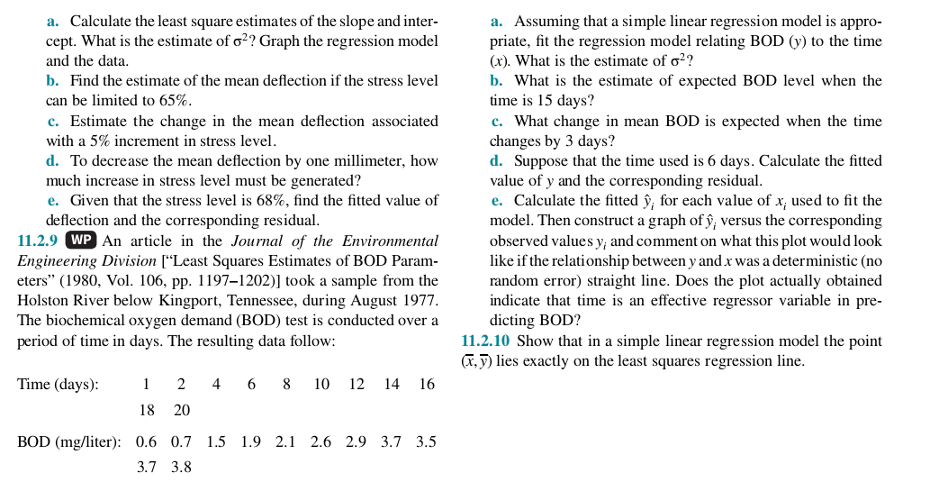 Please answer exercise 11.2.9 and 11.4.9 stepwise