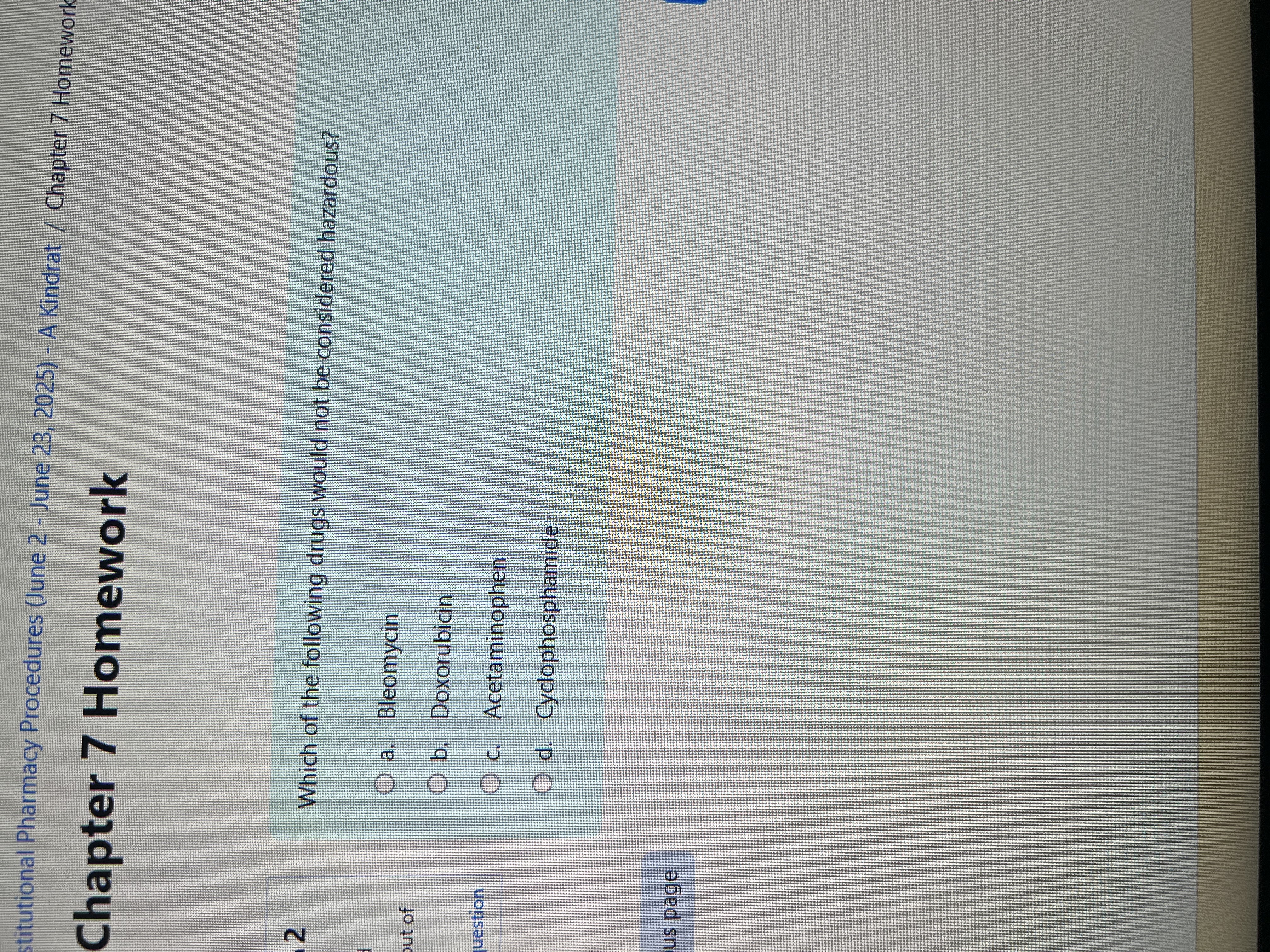 Answer stitutional Pharmacy Procedures (June 2 -