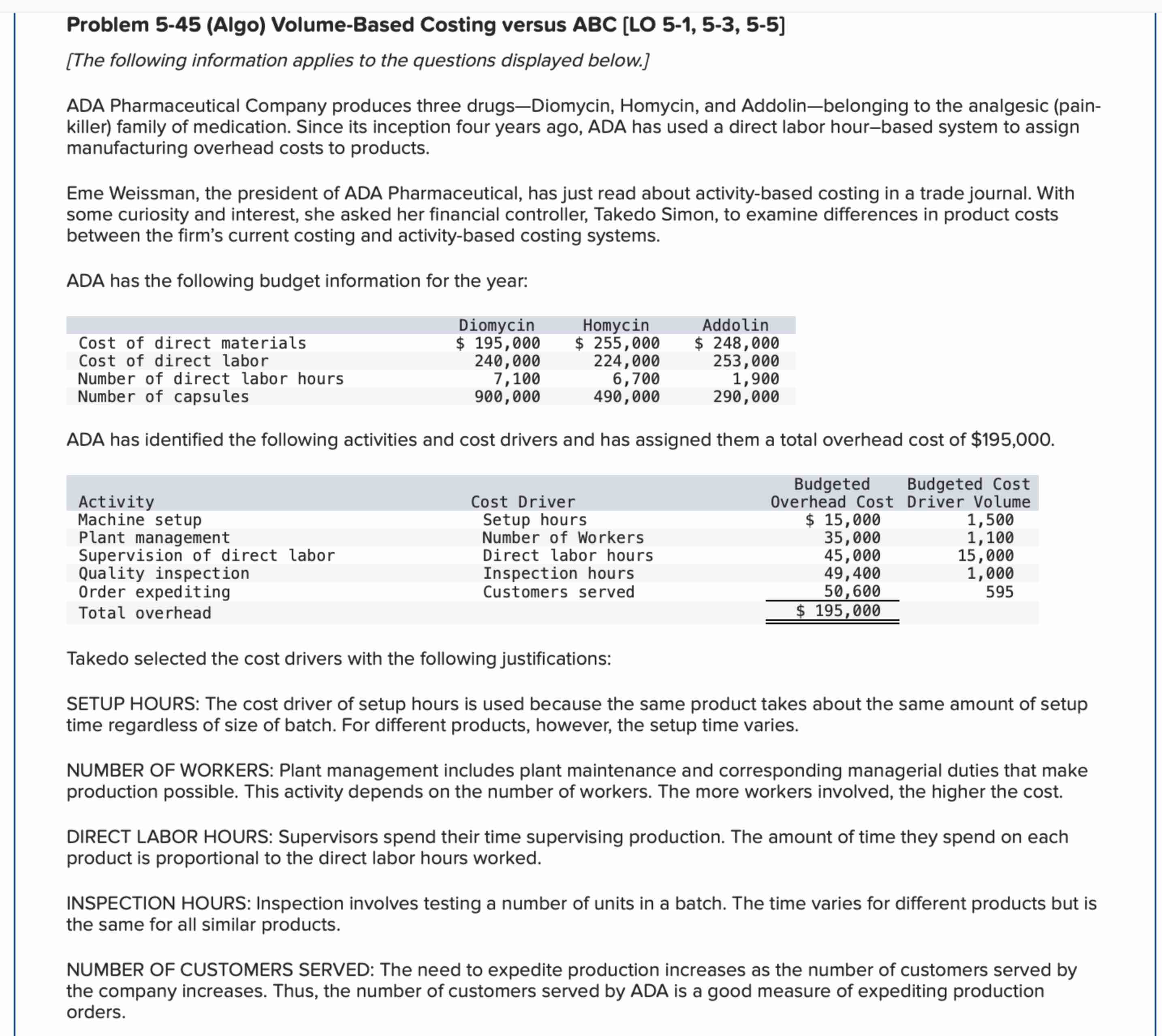 Problem 5 - 4 5 ( Algo ) Volume - Based Costing