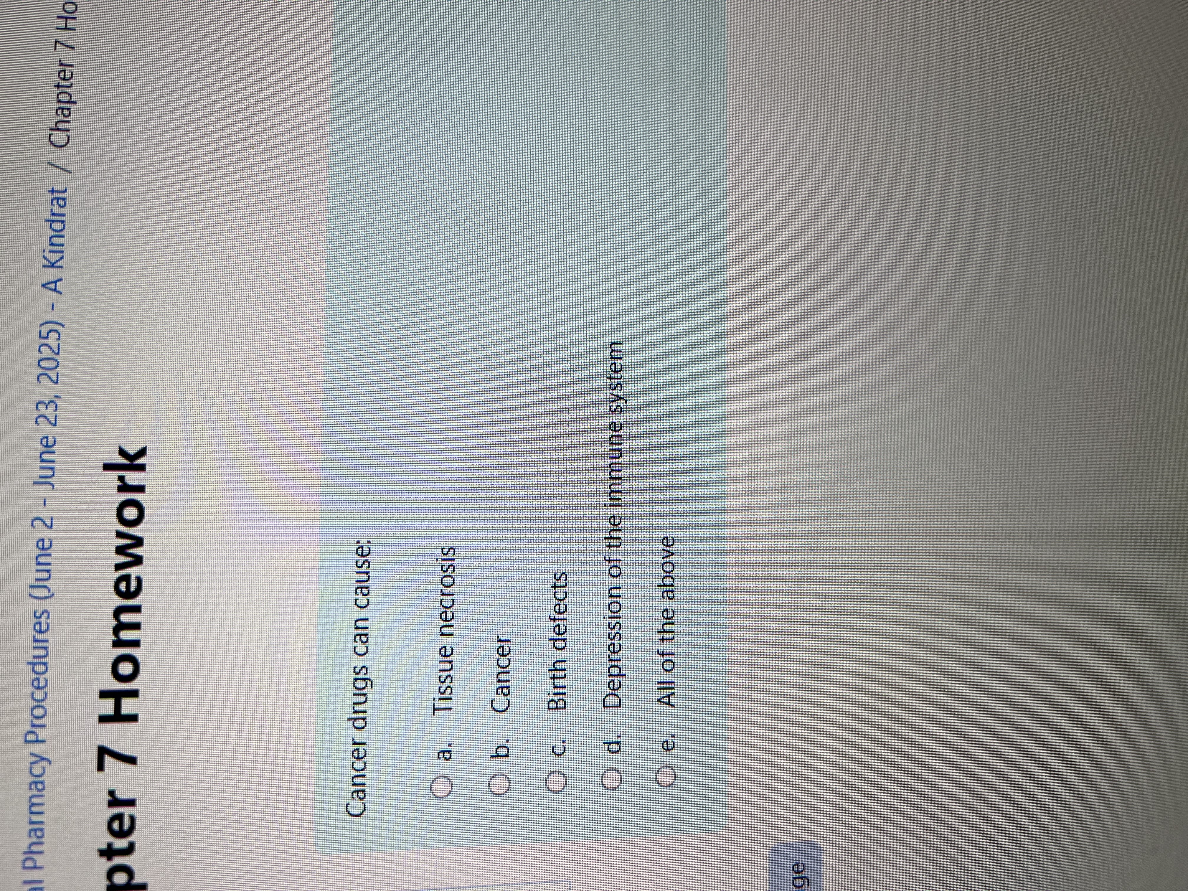 Answer I Pharmacy Procedures (June 2 - June 23,