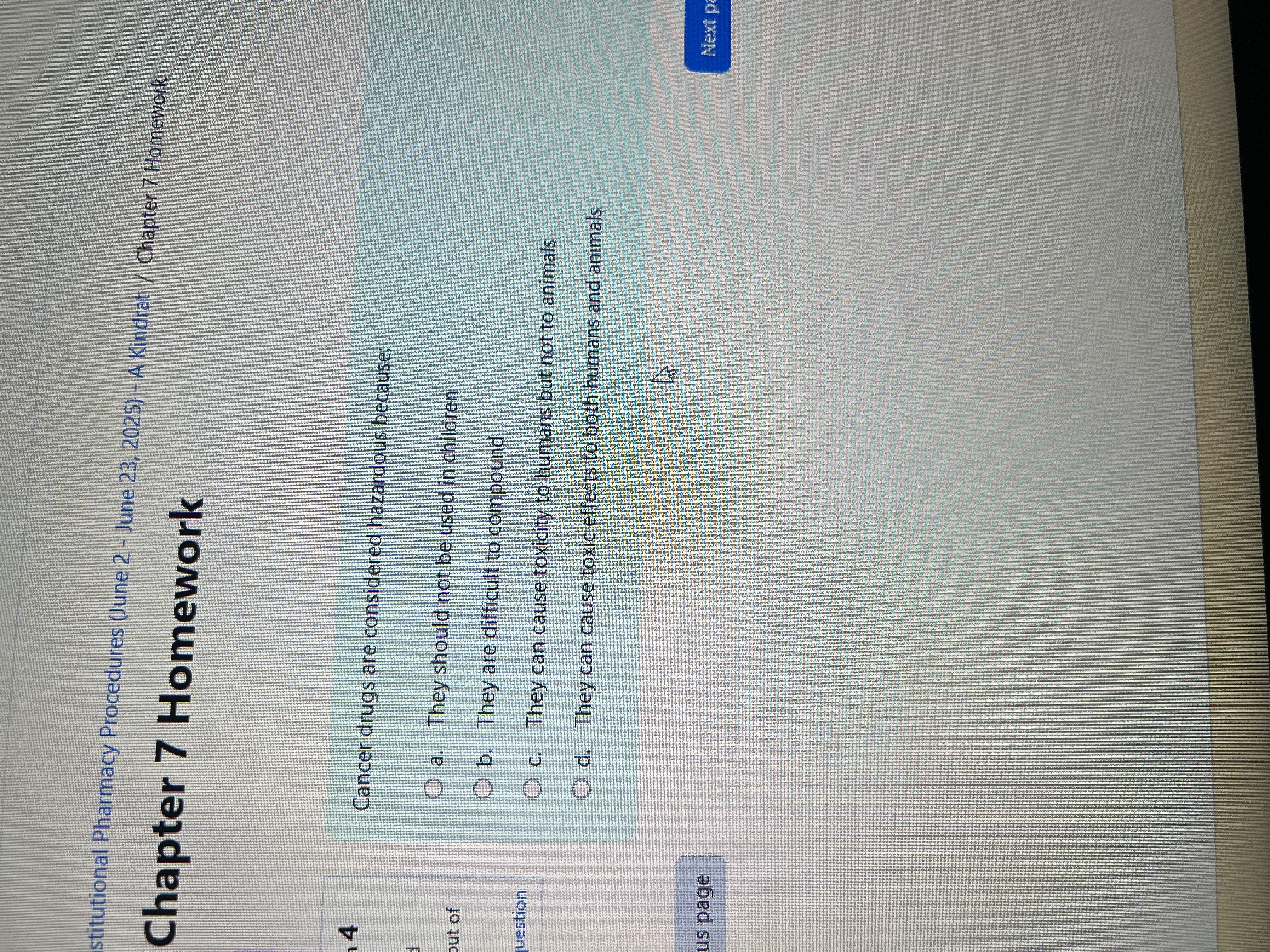 Answer stitutional Pharmacy Procedures (June 2 -