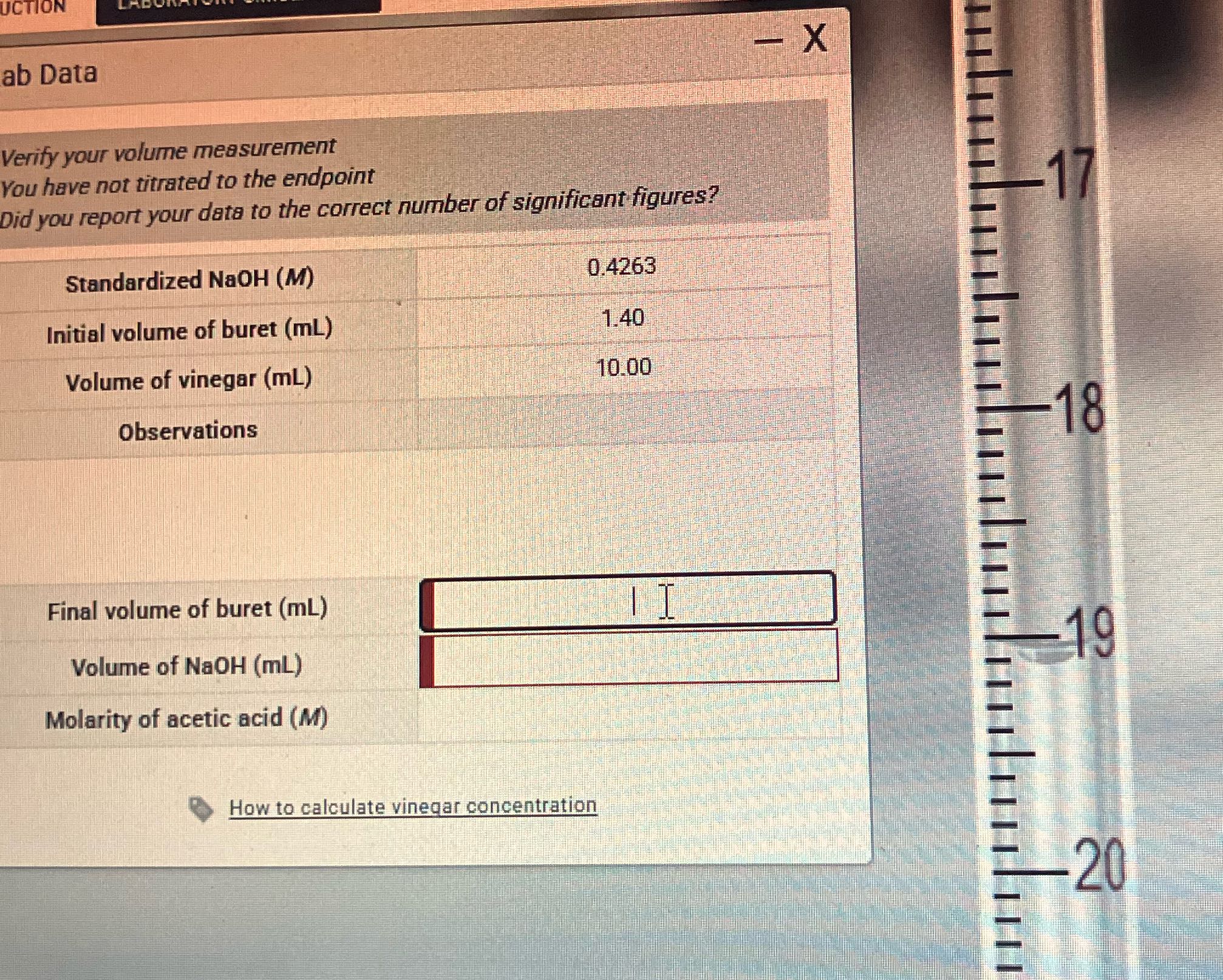 UCTION ab Data - X Verify your volume measurement