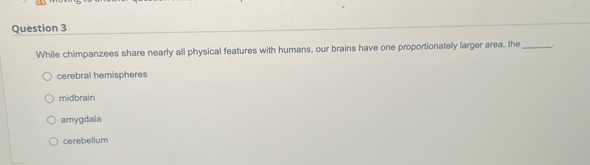 Question 3 While chimpanzees share nearly all