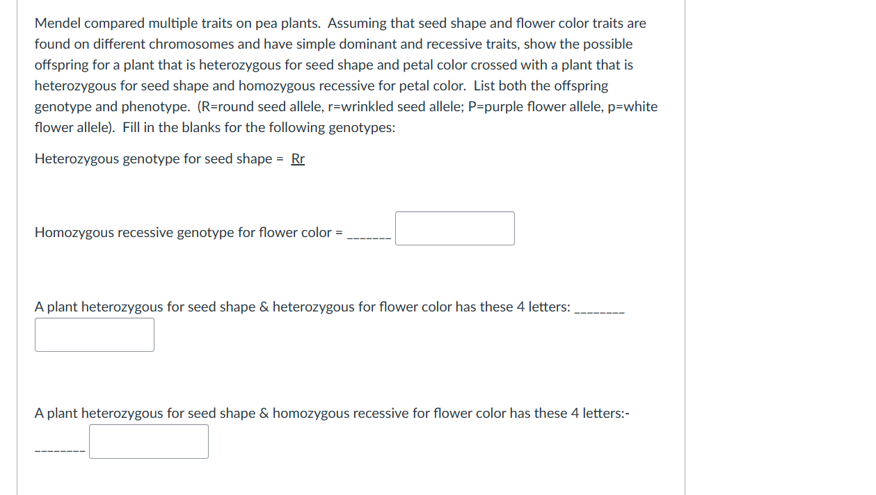 solve Mendel compared multiple traits on pea