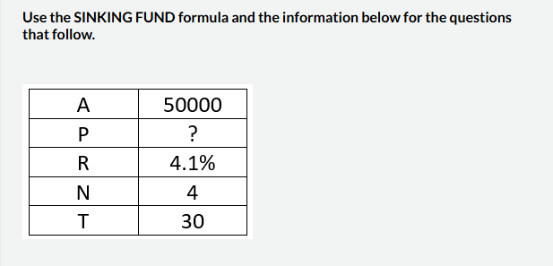 Calculate the missing value, P. Use the SINKING