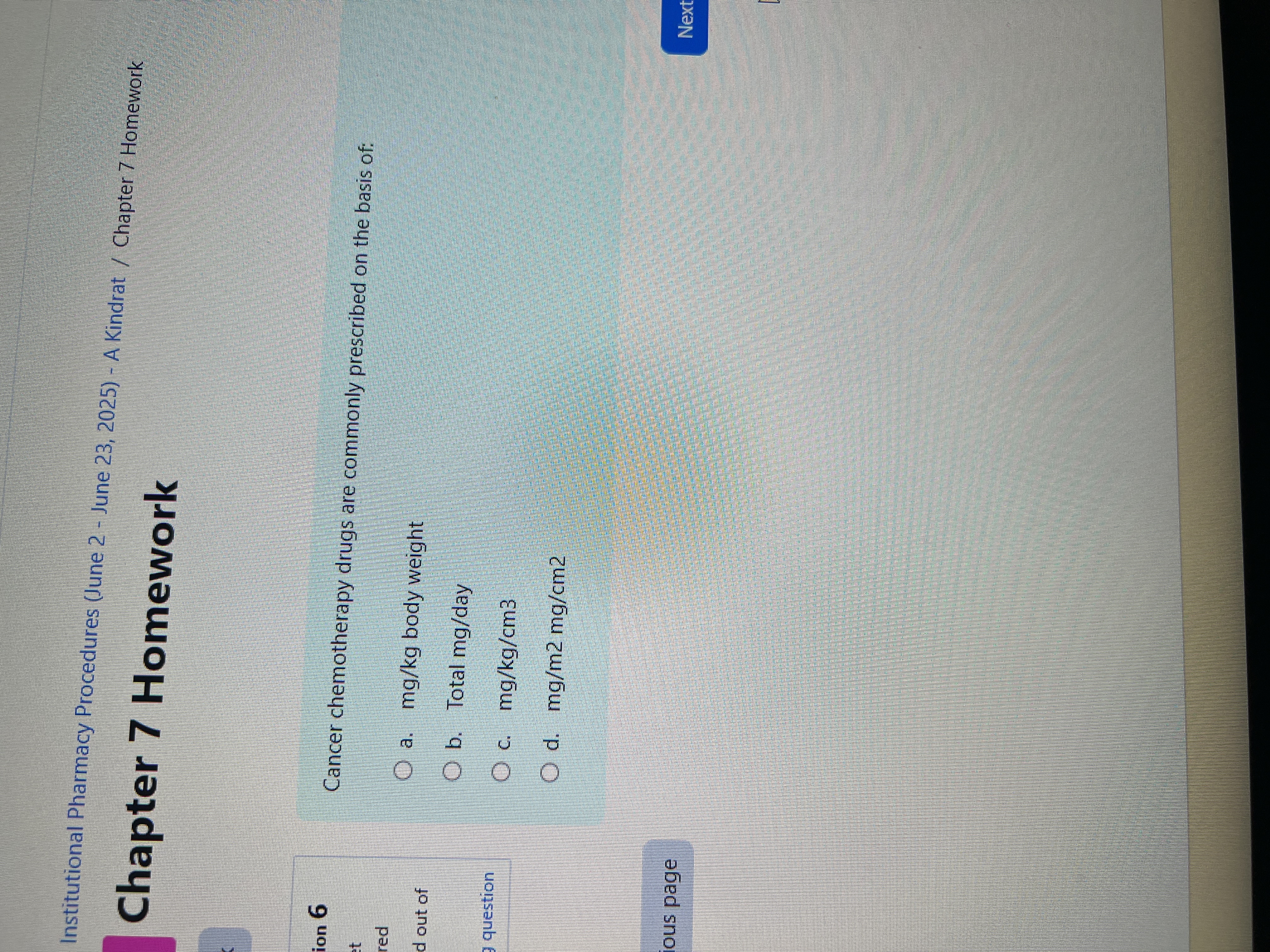 Answer Institutional Pharmacy Procedures (June 2