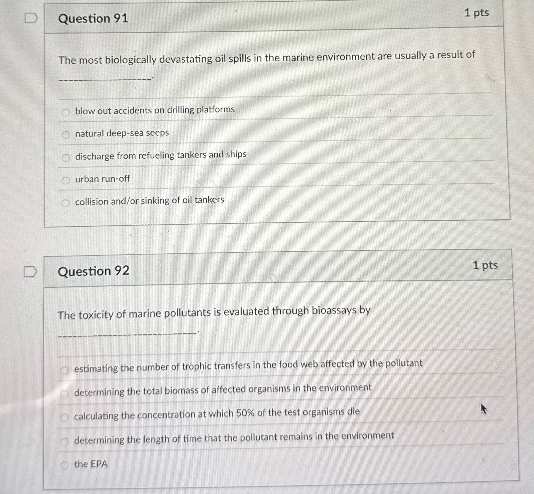 D Question 91 1 pts The most biologically