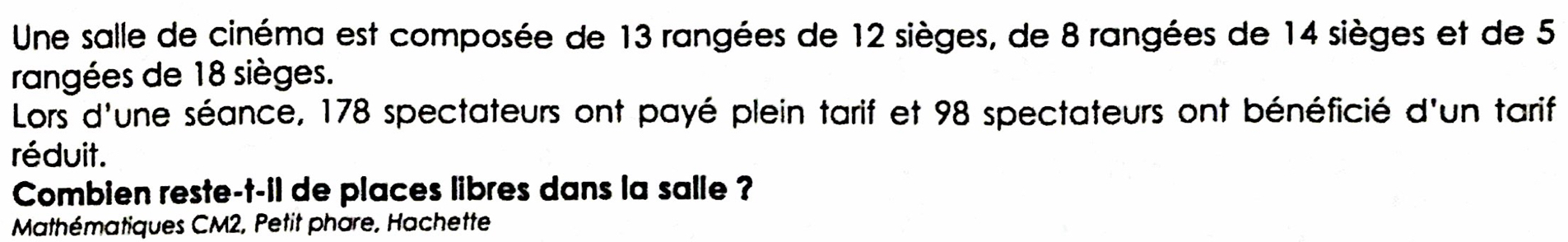 Answer Une salle de cinema est composee de 13