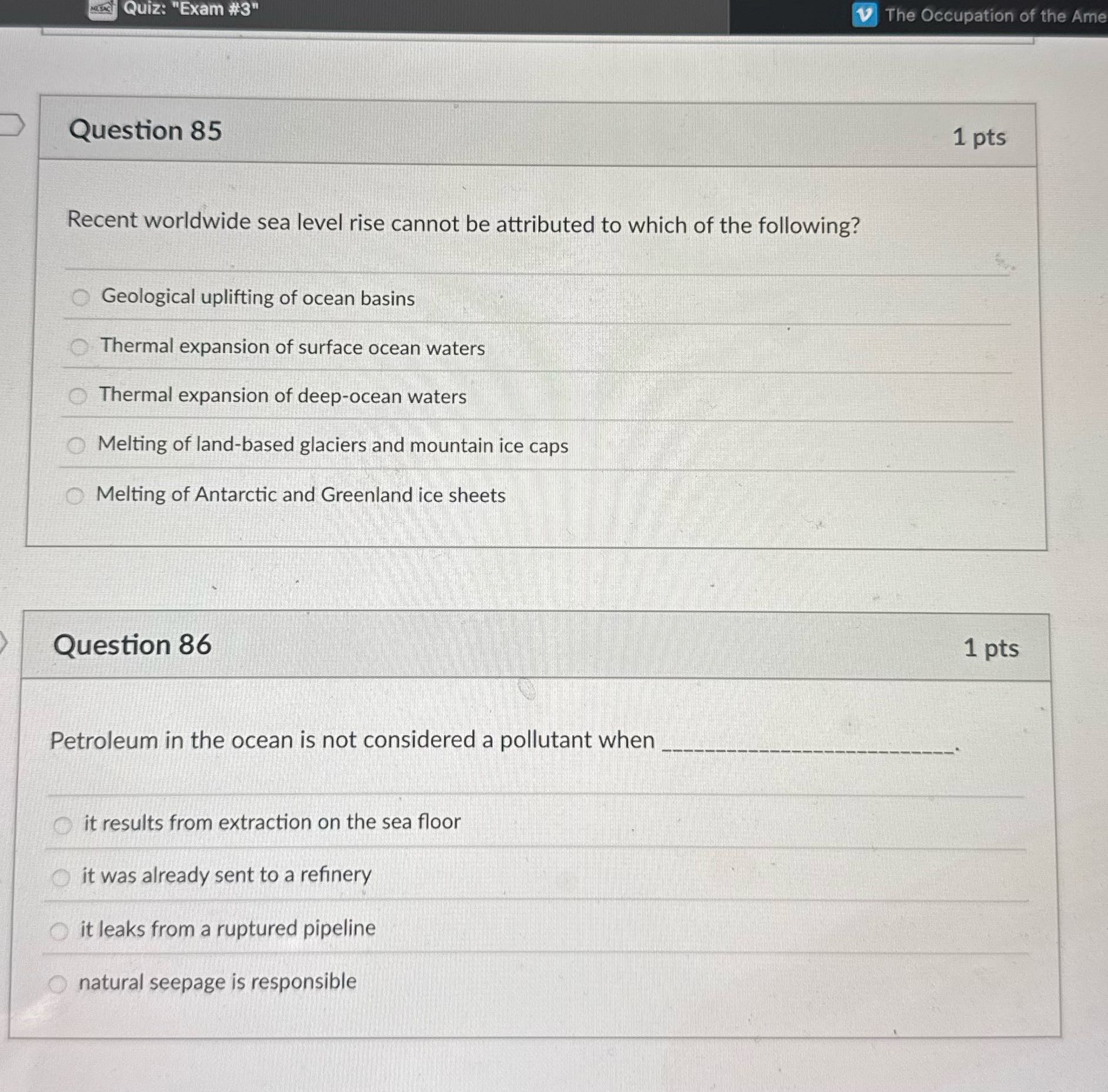 > Question 85 er Ej Quiz: "Exam #3" Recent