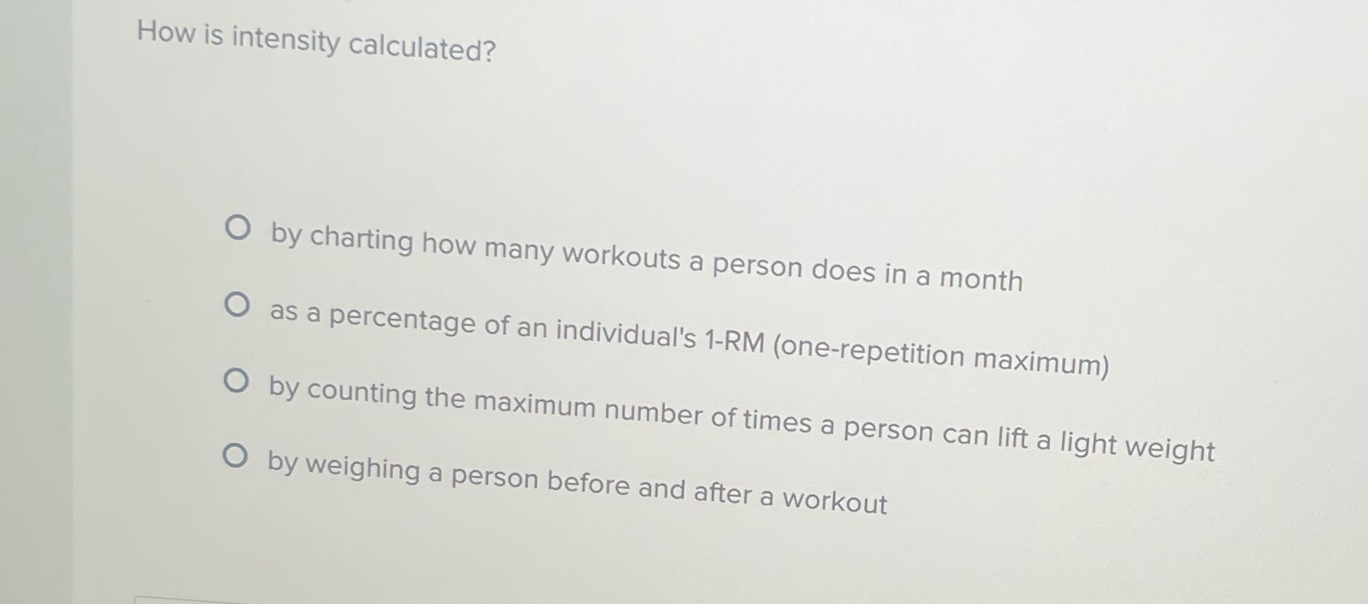 How is intensity calculated? O by charting how