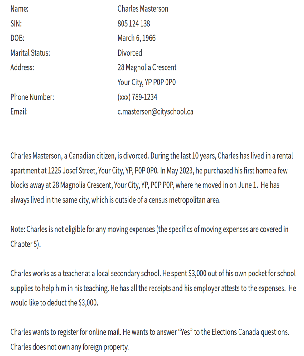 Answer the questions below and then prepare a tax