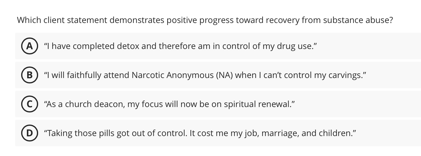 SOLVE Which client statement demonstrates