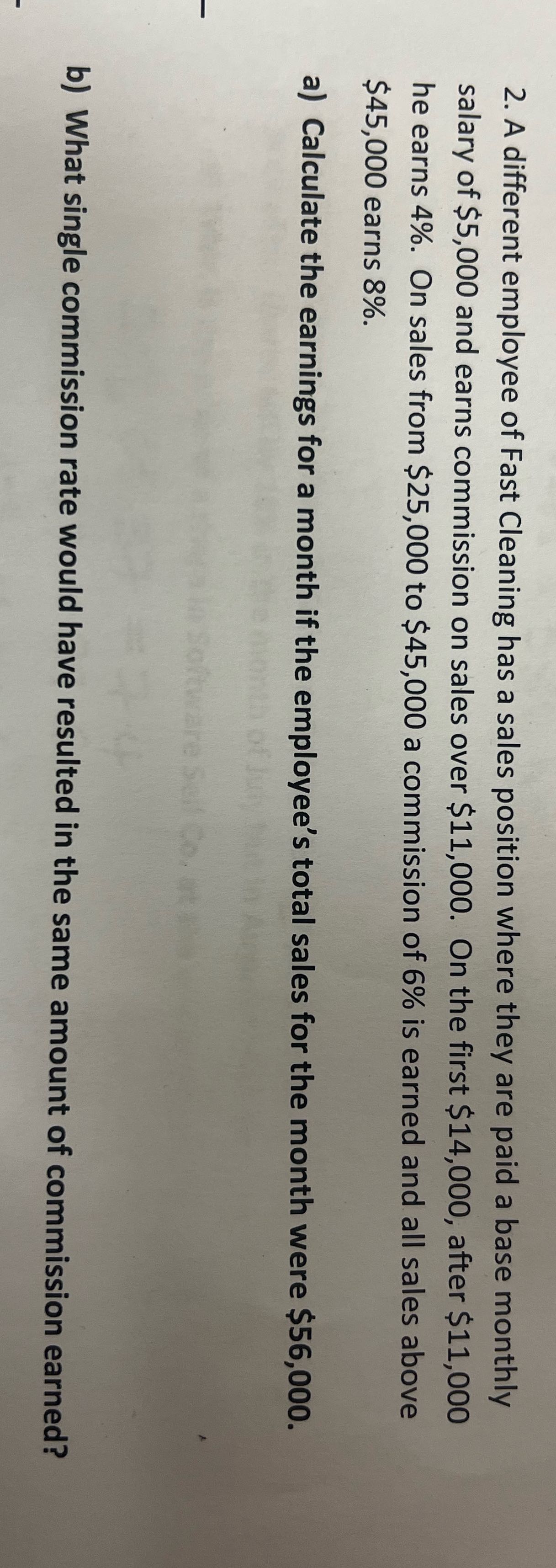 Solve the problem 2. A different employee of Fast