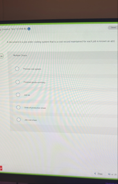 Enabled Test 1 ( C H 4 - 5 6 ) A document in a