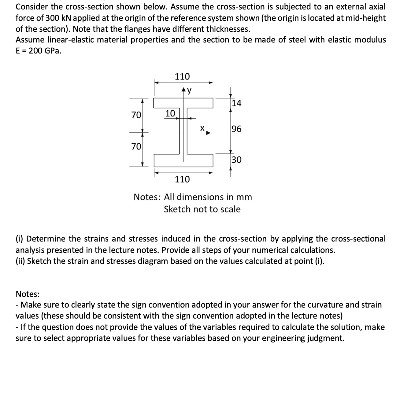 Consider the cross-section shown below. Assume