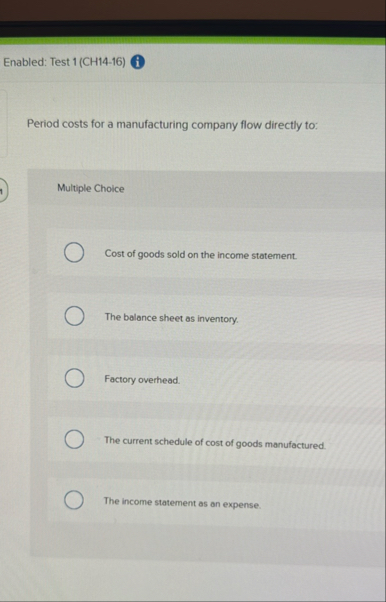 Enabled: Test 1 ( CH 1 4 - 1 6 ) ( Period costs