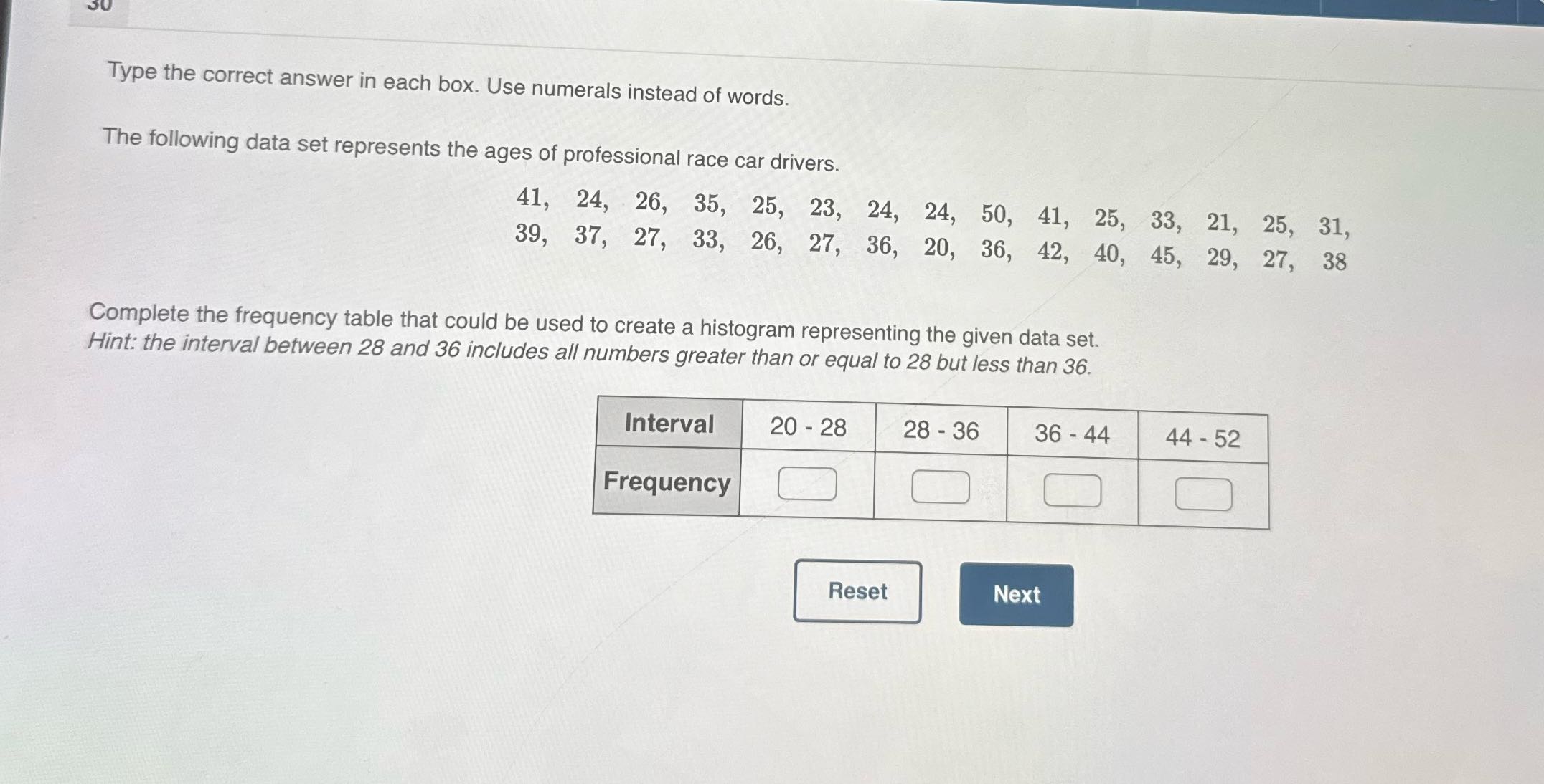 Type the correct answer in each box. Use numerals