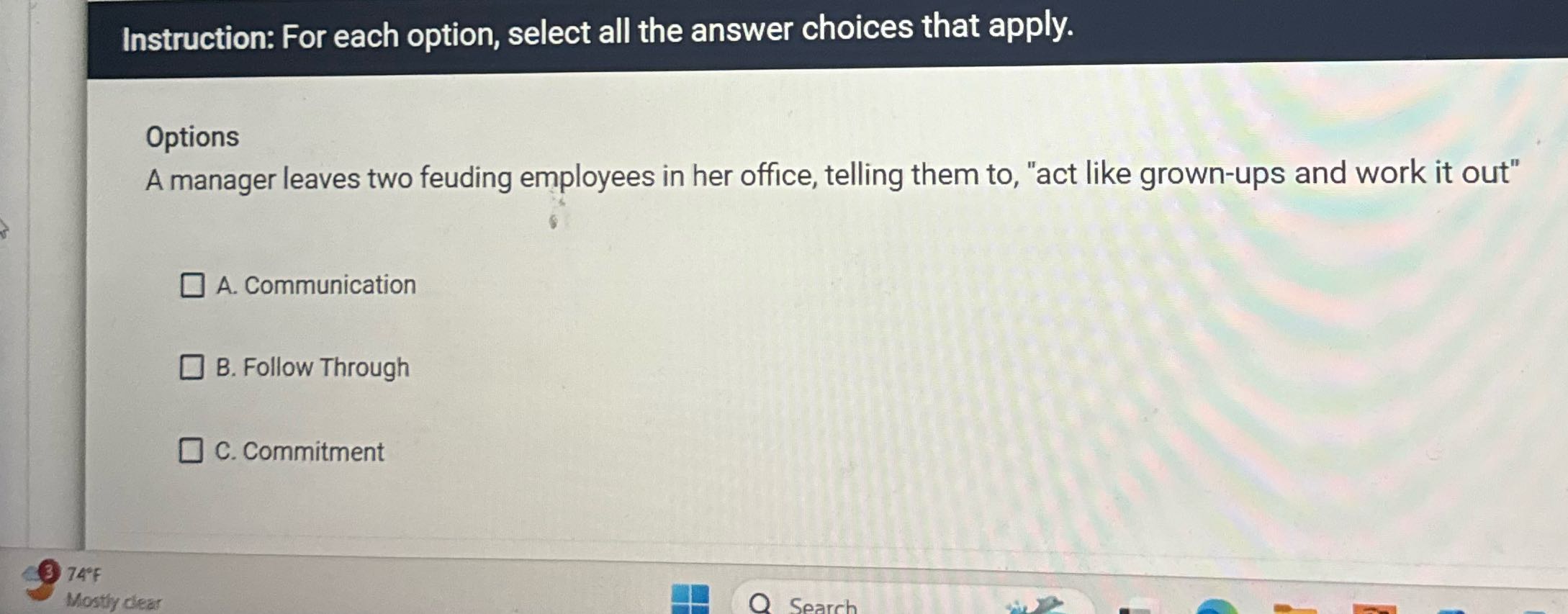 Instruction: For each option, select all the