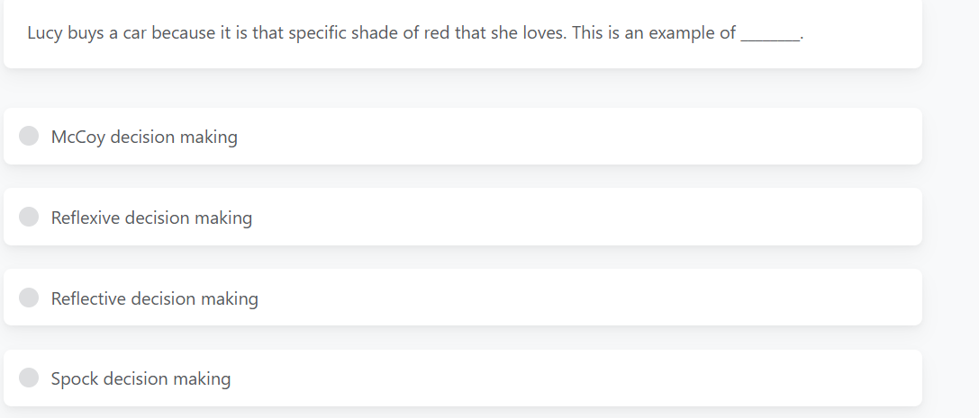 choose the correct answer Lucy buys a car because