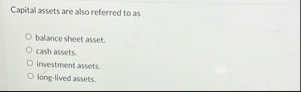 Capital assets are also referred to as balance