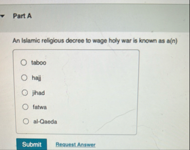 Part A An Islamic religious decree to wage holy