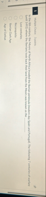 1 Multiple Choice 3 points In the 8 th century,