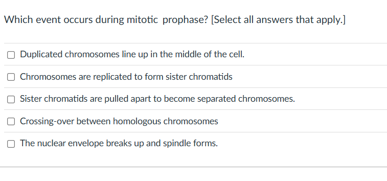 solve Which event occurs during mitotic prophase?