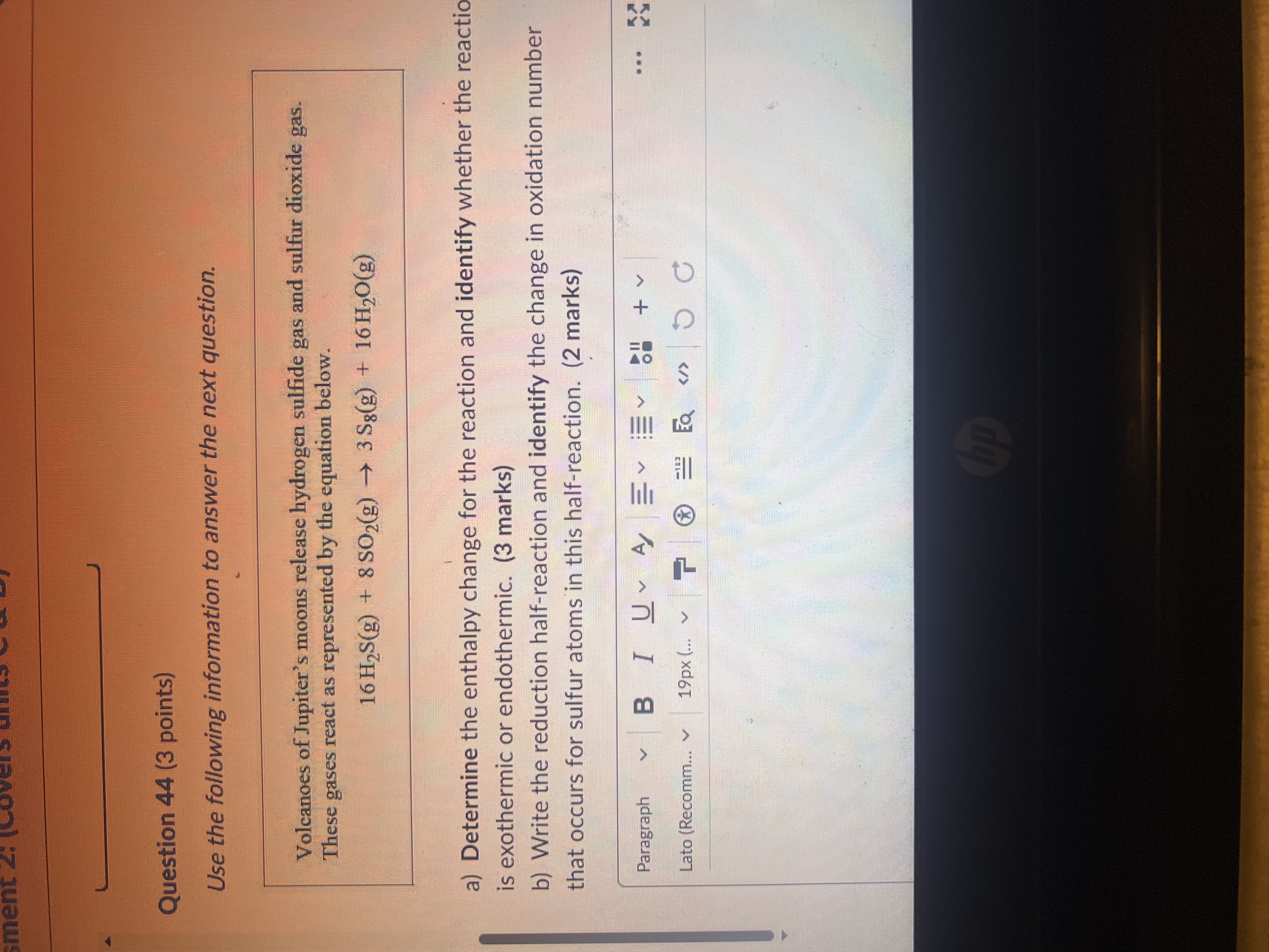 please answer ment 2: (Cove Question 44 (3