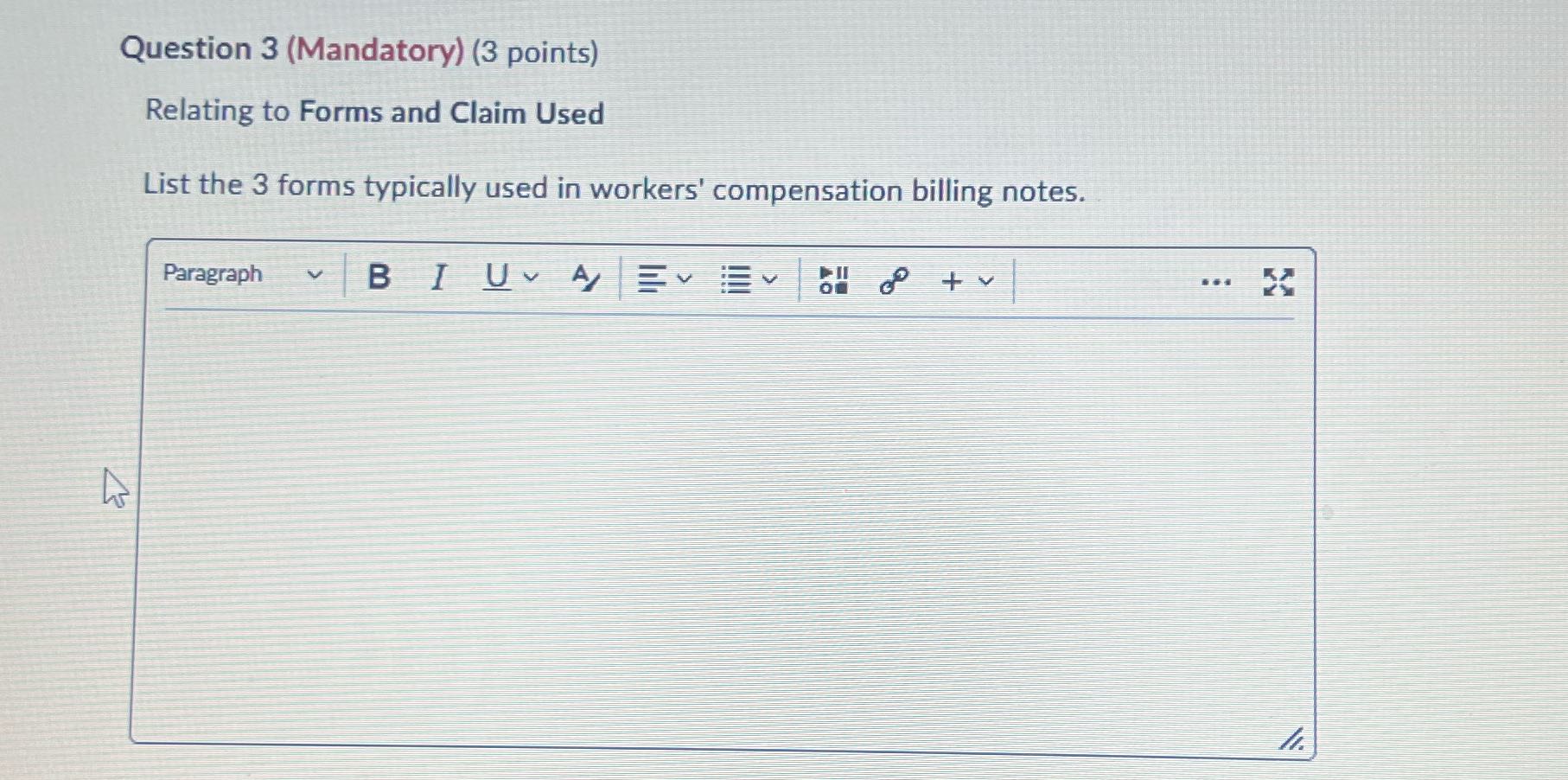 Question 3 (Mandatory) (3 points) Relating to