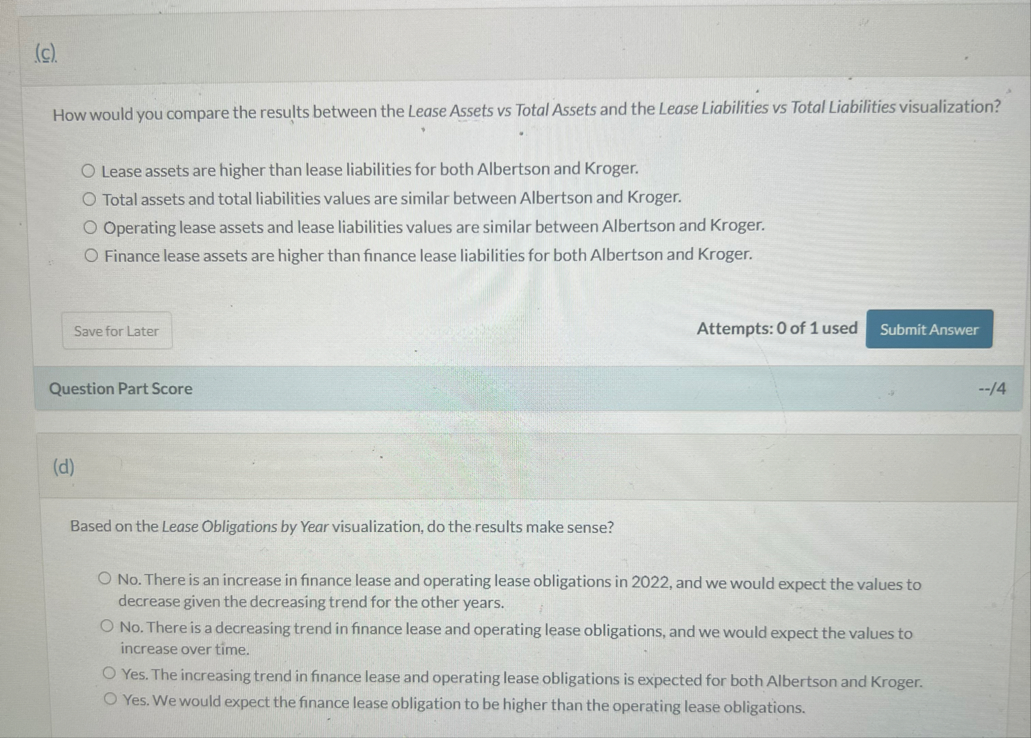 ( c ) . How would you compare the results between