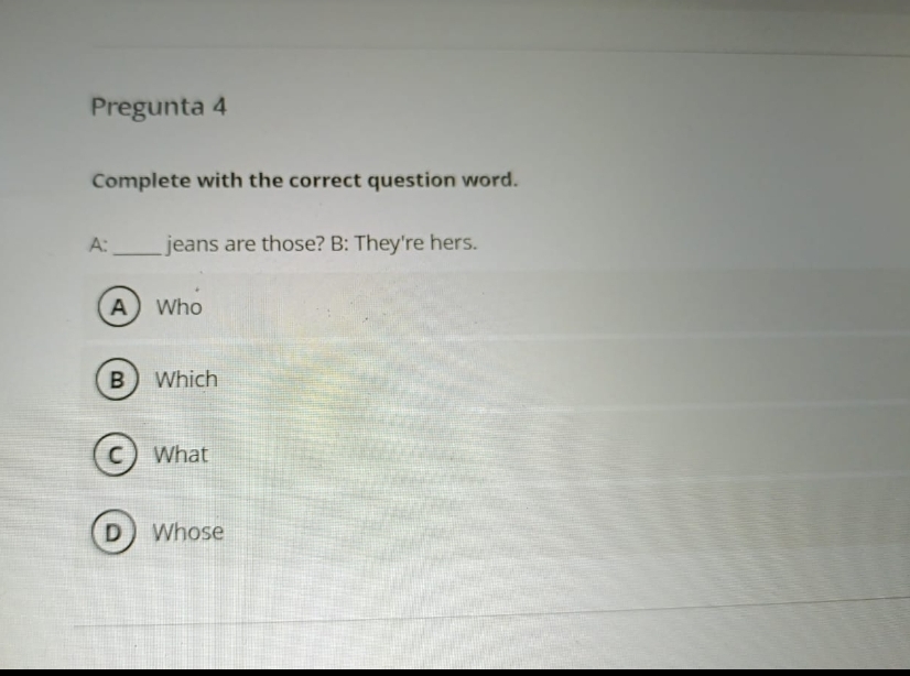 Resuelveme el problema Pregunta 4 Complete with