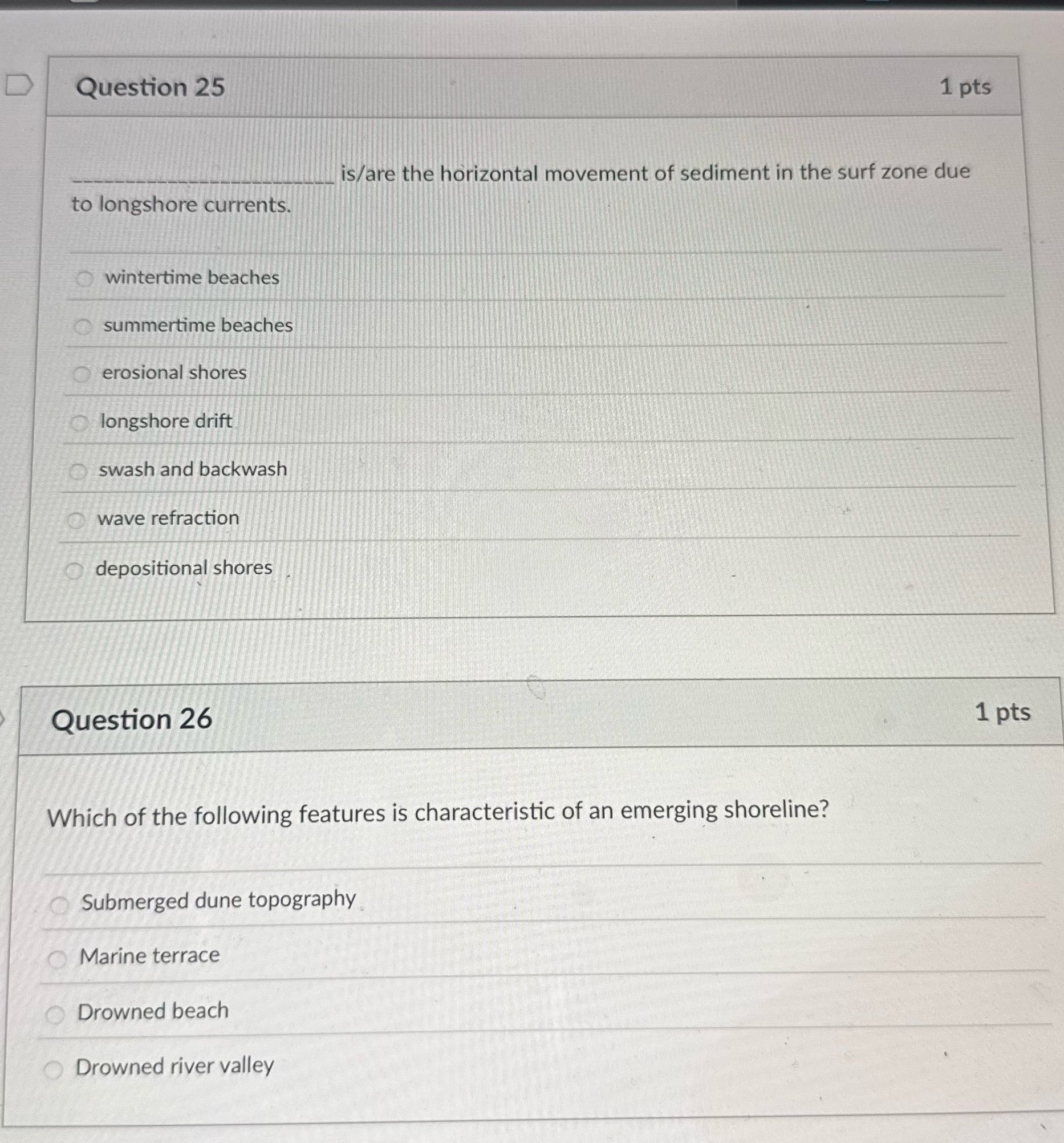 D Question 25 1 pts is/are the horizontal
