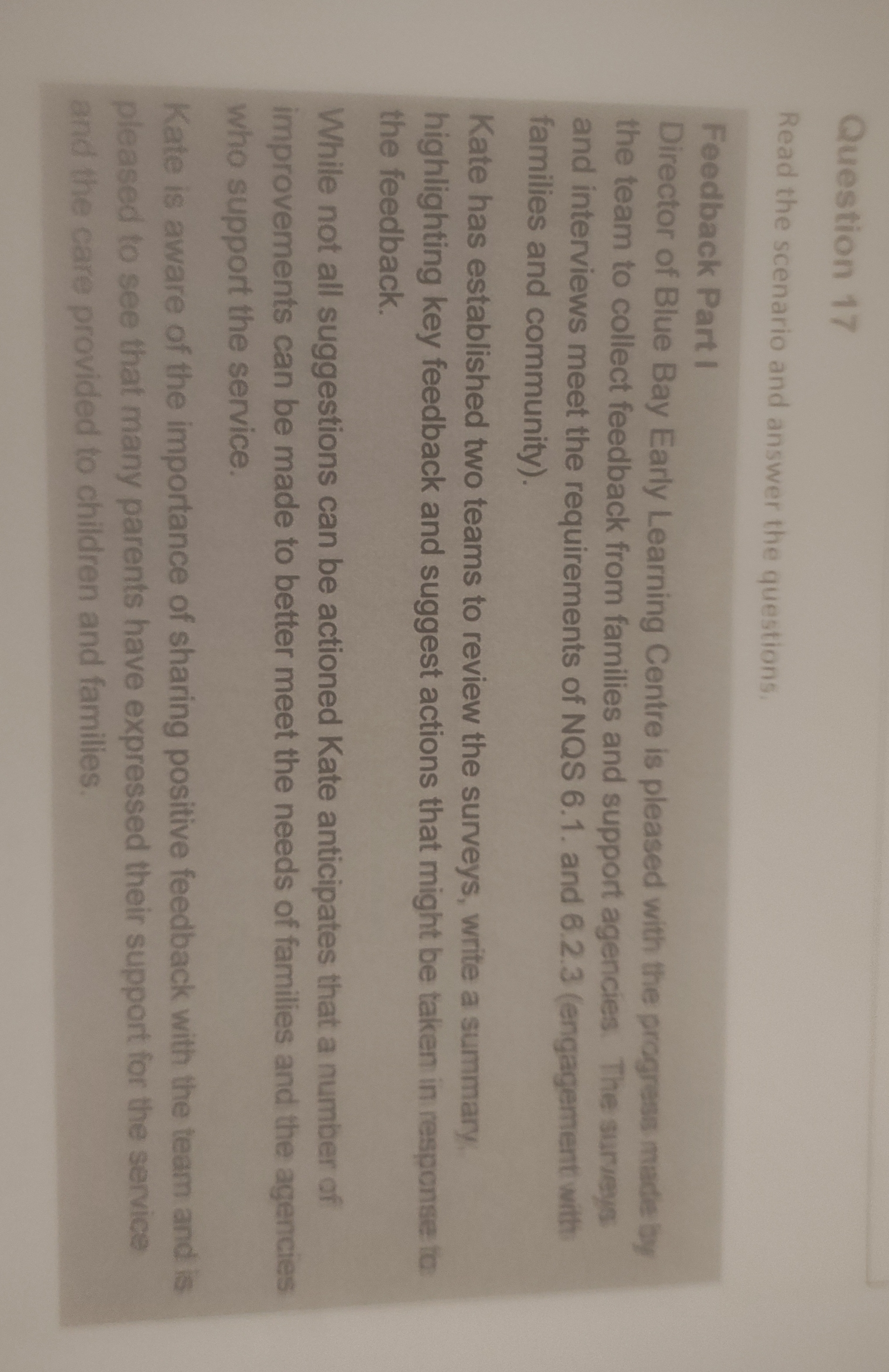 Question 17 Read the scenario and answer the