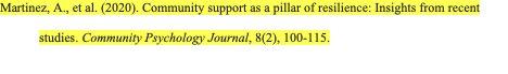 Martinez, A., et al. (2020). Community support as