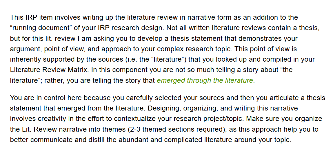 break these instrcutions down This IRP item