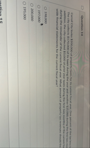 Question 1 4 Carroll City levies $ 2 0 0 , 0 0 0