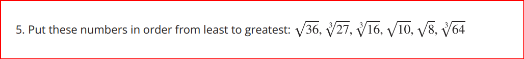 Solve 5. Put these numbers in order from least to