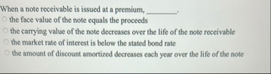 When a note receivable is issued at a premium,